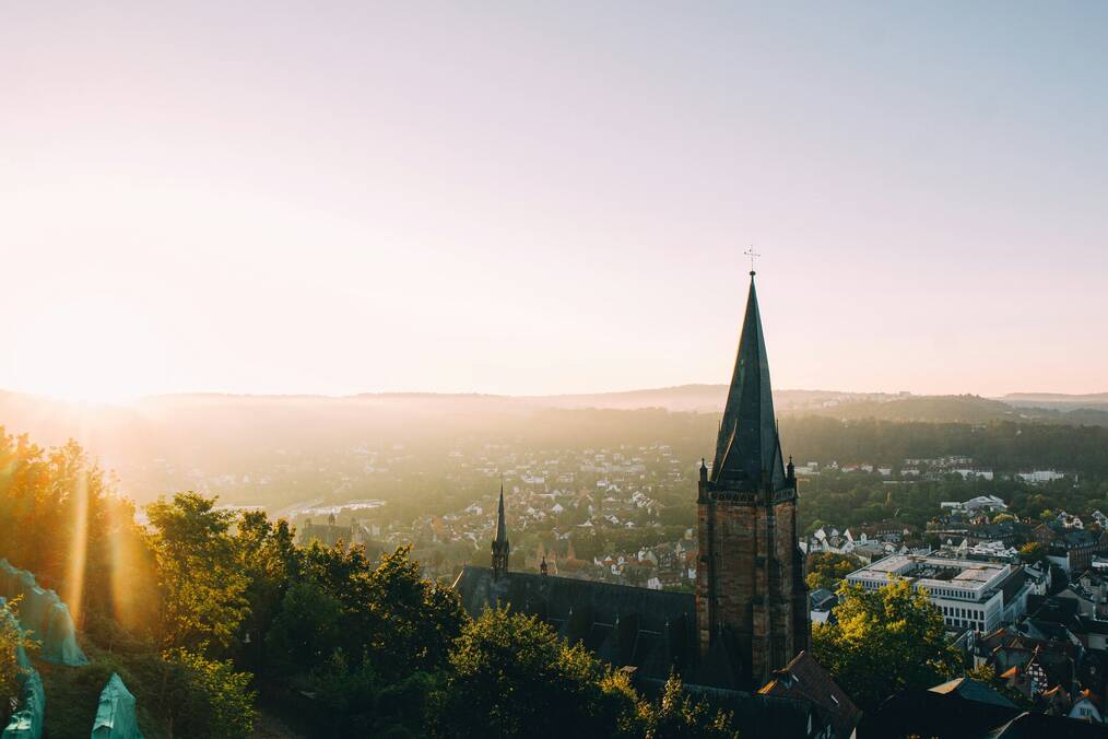 Morning light in old Marburg, Germany