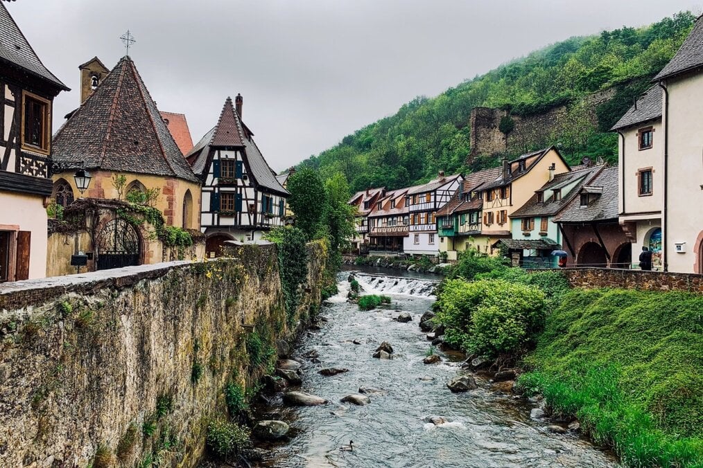 Kaysersberg, France. A river in Kaysersberg, France.