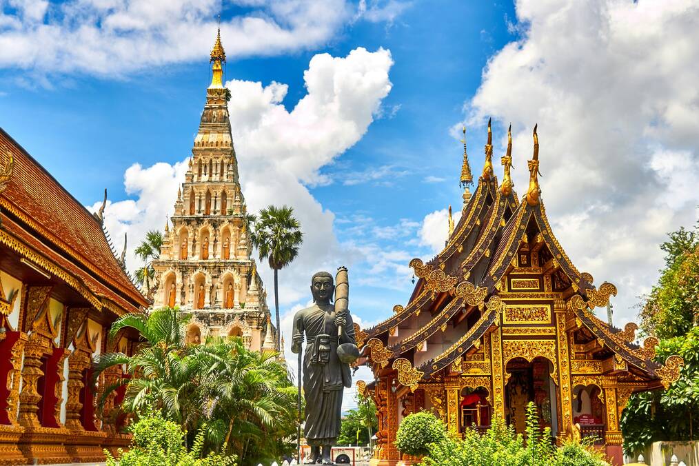 Buddhist temples on a sunny day in Thailand