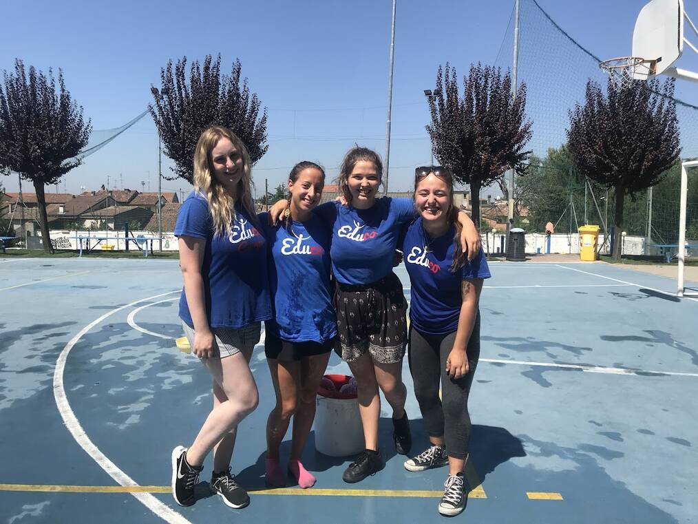 A group of friends on a sports court 