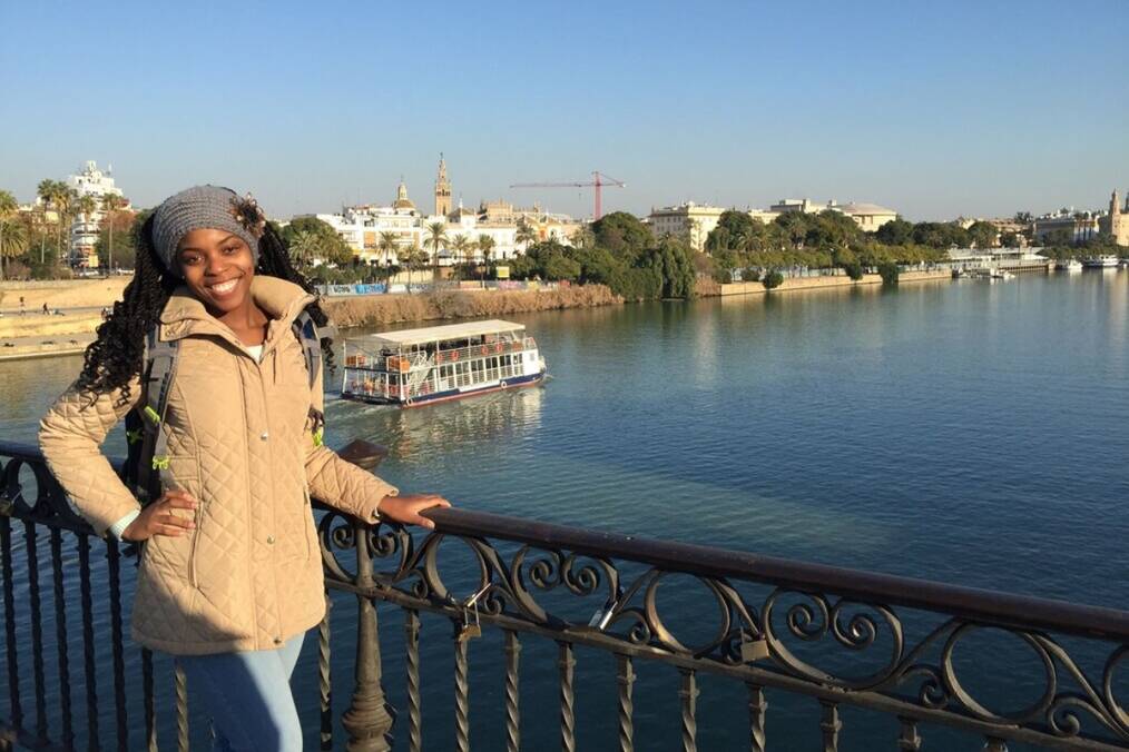 Standing on a bridge on a sunny day