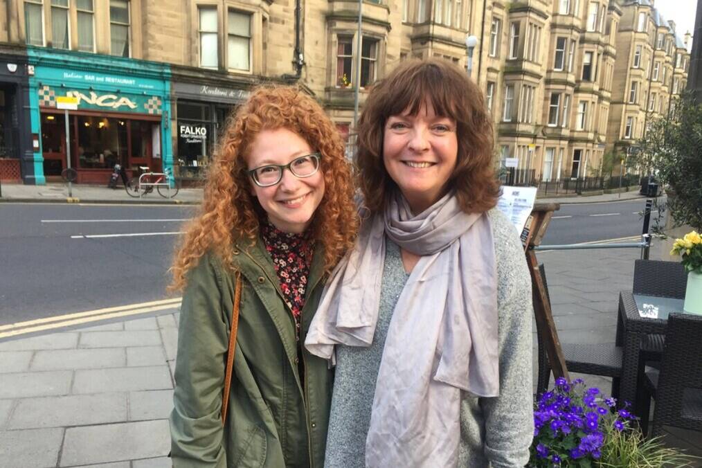 A daughter and mother in the street