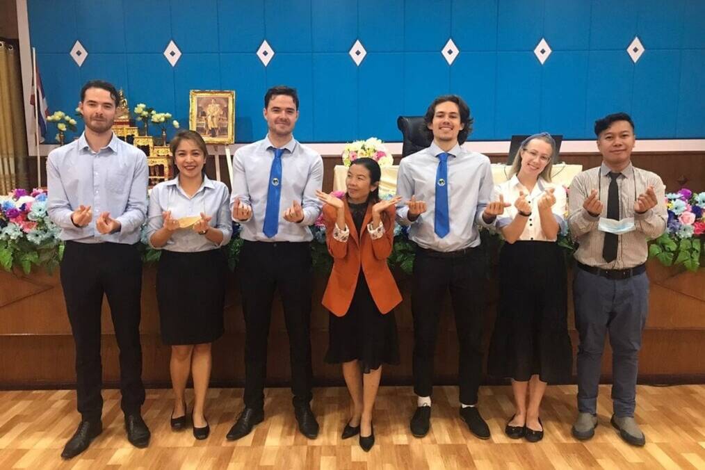 Foreign teachers in Thailand with their Thai co-worker