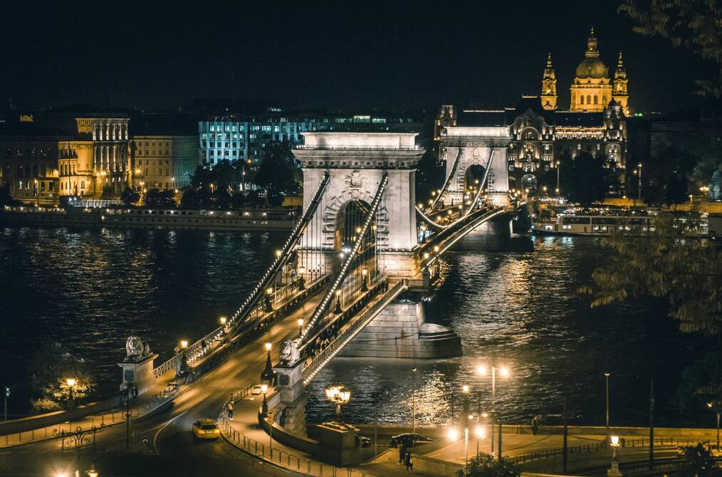 A bridge in Budapest at night