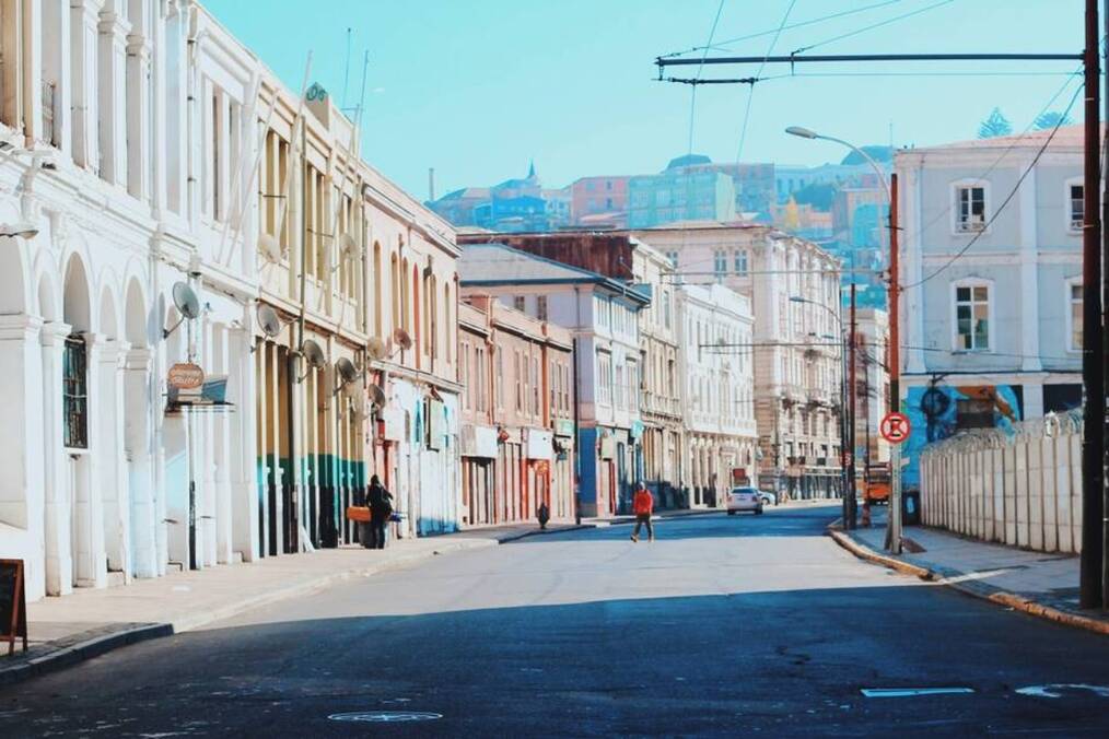 A colorful street on a sunny day 