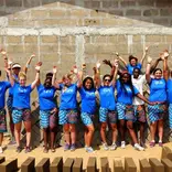 Students by wall
