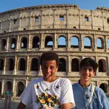 High schoolers in Rome outside the Coliseum.