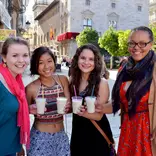 Students enjoying milk shakes in Madrid