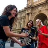 Three female students filming in NYFA Florence