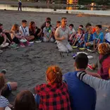 Outdoor classroom learning from volunteers for a variety of countries. 