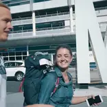 girl at airport with bag