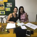 With teacher Eileen.