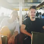 Two volunteers on a Travel van heading to Victoria Falls.