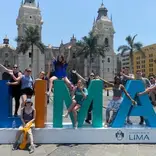 Lima sign in the historic city center