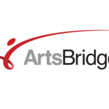The words "ArtsBridge" in grey & black font with a decorative red swoosh above.