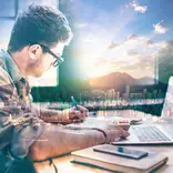 Man working on a laptop