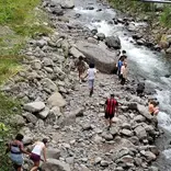 Students by river