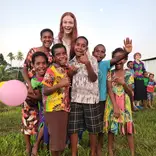 Hanging with kids in a local Fijian village 