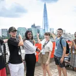 Law students with a view of London skyline
