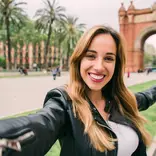 A girl welcoming students in Barcelona