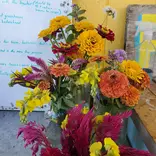 A vase of farm-grown flowers