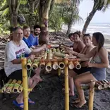 enjoying lunch by the sea