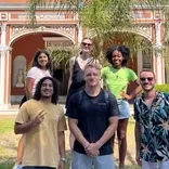 Group of students posing in front of building in Buenos Aires