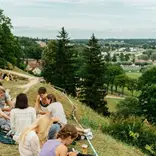 Students on a hill in Estonia