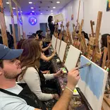 Students enjoy glow painting in Spain
