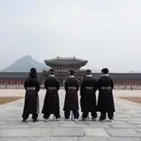 Group of students in front of temple