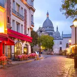 Restaurant in Paris at night