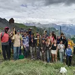 Student group in French Alps doing community service