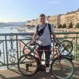 Ben on bike by Danube