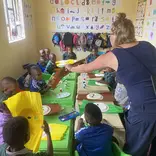 Our Volunteers and Teachers with the children.