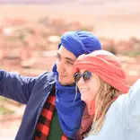 Students take a selfie in the desert.