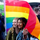 Students at Pride parade.