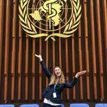 Student poses at UN.