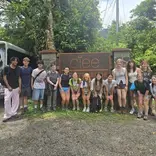 High school students with CIEE sign on Monteverde campus in Costa Rica