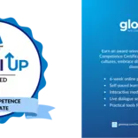 Global Up for Individuals promotional graphic featuring the AFS Global Competence Certificate badge alongside information about the 6-week online program. The image highlights self-paced learning, interactive modules, live dialogue sessions with global peers, practical real-world application, and the opportunity to earn an award-winning, research-backed AFS Global Competence Certificate.