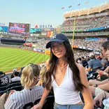 Woman at a baseball game in the USA
