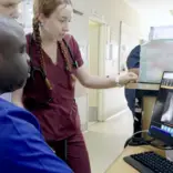 Medical interns learning to read an x-ray 