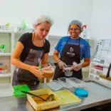 volunteers working in a kitchen