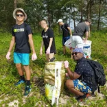 Volunteers participating in plastic clean up in Thailand 