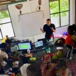 Intern leading a workshop in Ghana 