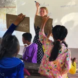 Volunteer leading a workshop in Cambodia