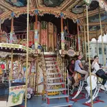 Students on a carousel