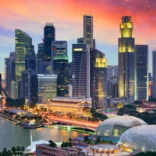 singapore skyline at dusk