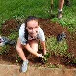 Volunteer planting a garden in Costa Rica
