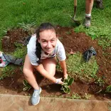 Volunteer planting a garden in Costa Rica