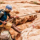 Student repels into slot canyon